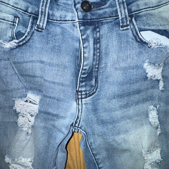 Fashion Nova Women's Distressed Blue Skinny Jeans - Picture 3 of 5